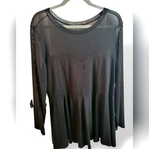 Black Long Sleeve Mesh Top